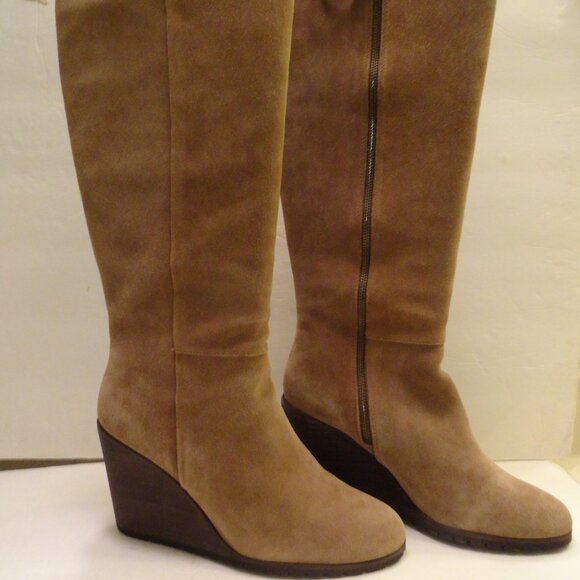 Splendid LL1557 Cleveland Light Brown tall boot size 10 brown suede wedge heel - Picture 1 of 8
